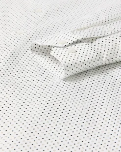 White Slim-Fit Dress Shirt With Micro Geometric Pattern