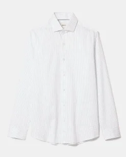 White Slim-Fit Dress Shirt with Micro Dots