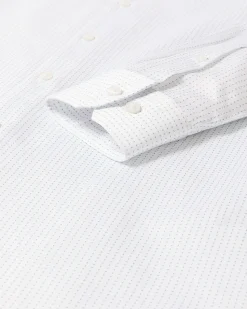 White Slim-Fit Dress Shirt with Micro Dots