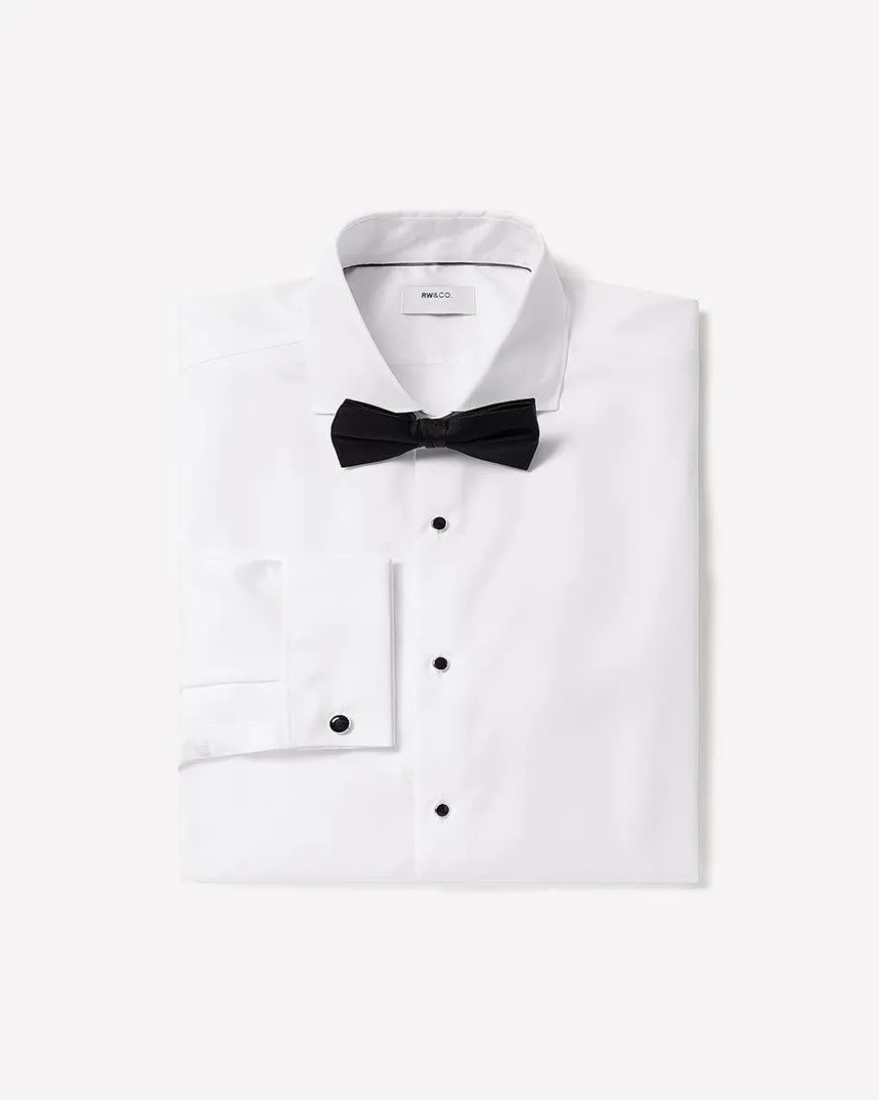 White Slim-Fit Tuxedo Shirt with French Cuffs