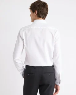 White Slim-Fit Tuxedo Shirt with French Cuffs