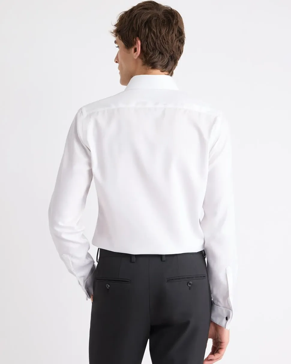 White Slim-Fit Tuxedo Shirt with French Cuffs