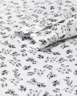 White Tailored-Fit Dress Shirt with Floral Pattern