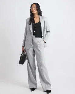 Wide-Leg High-Rise Grey-Linen Pant