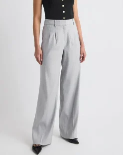 Wide-Leg High-Rise Grey-Linen Pant