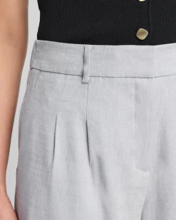 Wide-Leg High-Rise Grey-Linen Pant