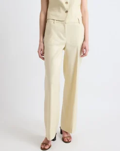 Wide-Leg Mid-Rise Linen-Blend Pant