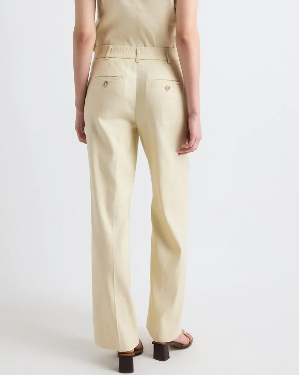 Wide-Leg Mid-Rise Linen-Blend Pant