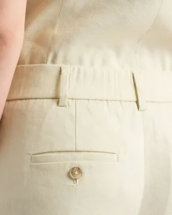 Wide-Leg Mid-Rise Linen-Blend Pant