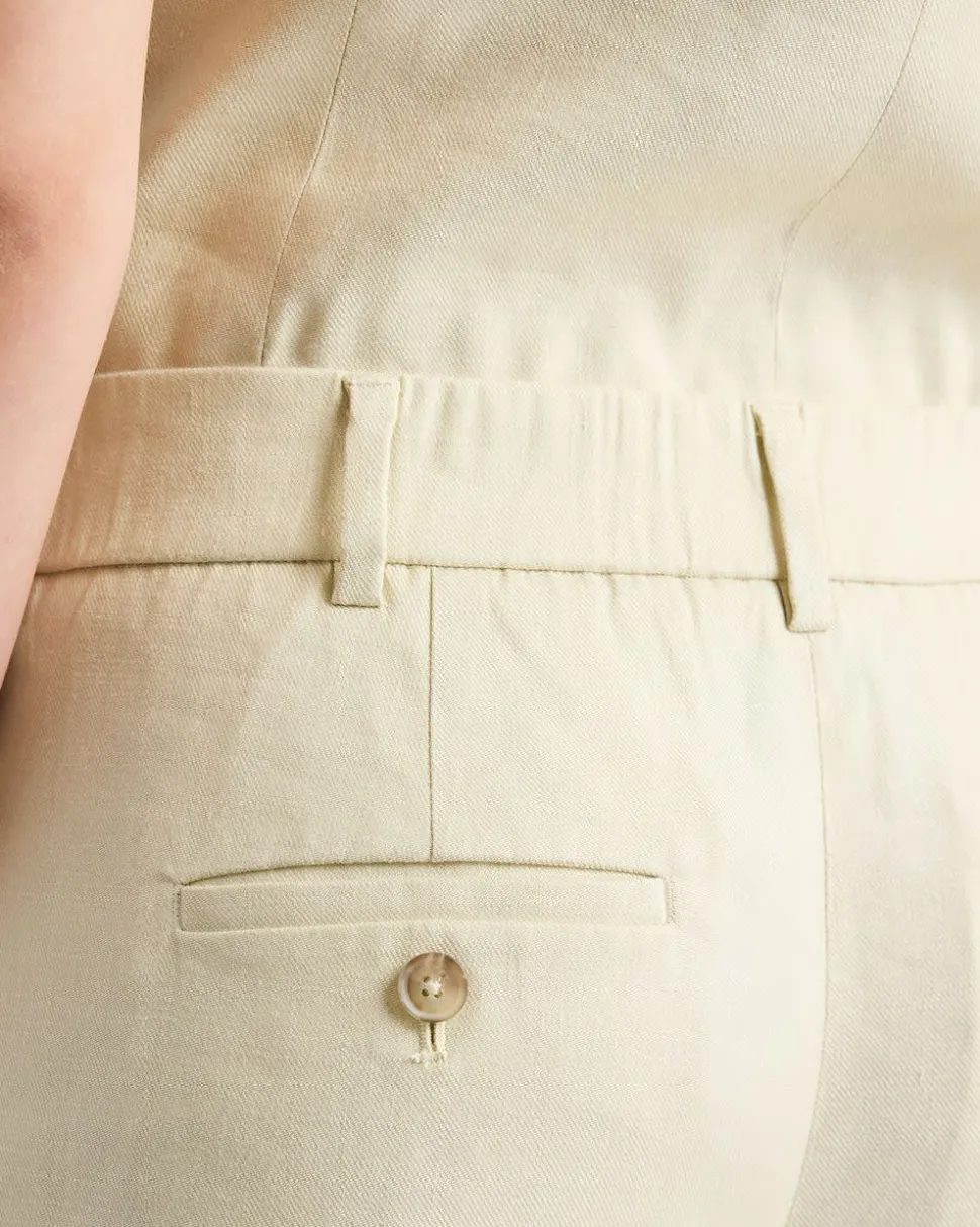 Wide-Leg Mid-Rise Linen-Blend Pant